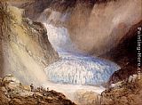 Glacier Du Rhone And The Garlingstock, Pass Of The Furca, Switzerland by William Callow